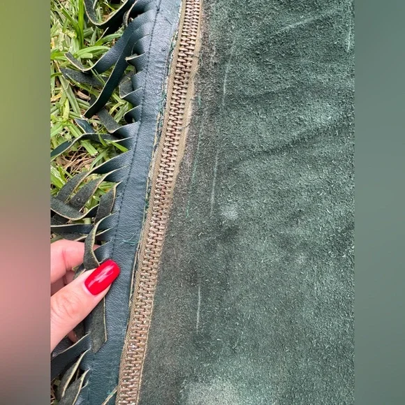60s-70s Vintage Green Suede Chaps - Picture 5 of 15